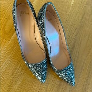silver sparkle heels